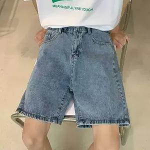 남자 베이직 와이드핏 데님 숏팬츠 청반바지 여름반바지 연청팬츠