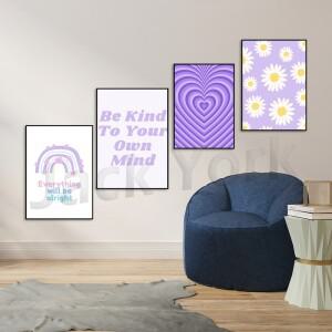 보라색 덴마크 파스텔, 인쇄 가능한 벽 예술, 미적 방 장식, 디지털 다운로드