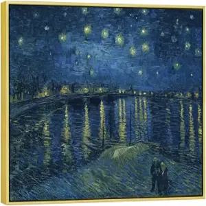 위코 아트 프레임 론강 위의 별이 빛나는 밤의 캔버스 판화 반 고흐 그림의 벽 프린트 거실 장식 황금