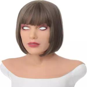 크로스드레서 코스프레를 위한 메이크업 리얼한 풀헤드 Fcae 마스크 할로윈 SUAISKR 실리콘 여성