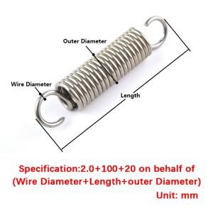 2Pcs 와이어 직경 0.8mm 1.0mm 스테인레스 스틸 오픈 후크 인장 스프링 연장 드래프트