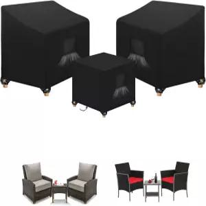 SIRUITON 3피스 야외 베란다 파티오 정원 가구 커버 세트 210D 내구성 및 방수 원단 위커 세트/라탄 의자