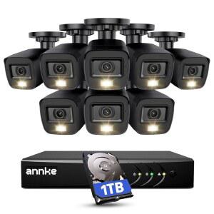 ANKE 3K 라이트 유선 카메라 AI 감지 8CH CCTV 갖춘 2MP H.265+ 나이트 가정용 실외, 컬러 DVR, 비전, 드라이브를 1920TVL 시스템 1TB 기능, 인간/차량 듀얼 하드 스마트 라이트, 8대