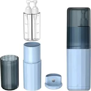 Jyvoxia 마그네틱 여행용 칫솔 세트 및 여행 필수품 - 세면도구용 누수 방지 병 올인원 휴대용 욕실 정리함