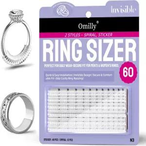 느슨한 링을 위한 링 사이즈 조절기 - 60피스 보이지 않는 조절 키트 여성 및 남성용 2가지 스타일(나선