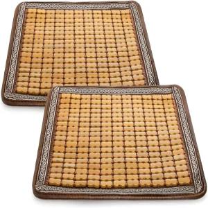 ELFULLY 대나무 의자 쿠션 2개 여름용 16.5인치 x 통기성 시트 매트 마작 디자인의 미끄럼 방지 편안한