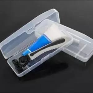 (색상 투명)수동 면도기 케이스 휴대용 면도기 케이스 플라스틱 투명 경량 여행용