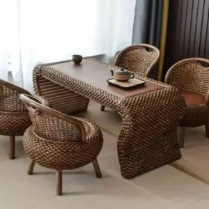 라탄테이블 세트 4인 펜션 야외테이블 의자 테라스 카페 베란다 식탁 야외