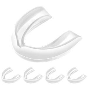 Ptwola 5피스 스포츠 마우스 가드 투명 축구 성인 및 주니어 마우스피스 운동 복싱 보호 보조기 농구 하키 가라테 경기용