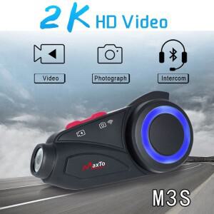 맥스토 M3S DVR 인터폰 오토바이 헬멧 헤드셋 블루투스 렌즈 WiFi 1440p 비디오 레코더 방수