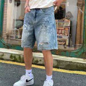 훌리오 데님 핸드페인팅 반바지 남자데님반바지 트렌드 그래피티 5부 UNO1