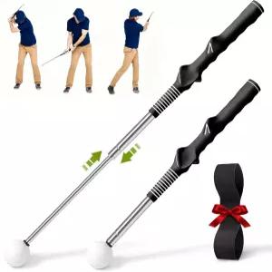 잔톡사 리트랙터블 골프 스윙 트레이닝 보조 도구 오른손 템포 스틱 클릭 및 트레이너로 초보 골퍼를 위한