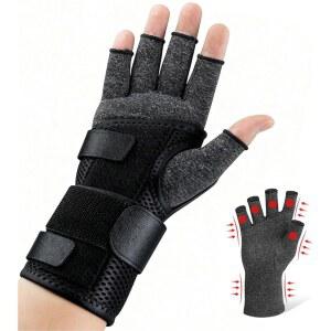 손목 보호대가 있는 빅 망고 압박 관절염 장갑, 통증을 위한 여성용 손 남성용 터널 릴리프 류마티스, 작업, 타이핑, 검은색, 오른쪽,