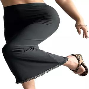 놀라히어 여성용 하프 슬립 언더 드레스 롱 스커트와 레이스 트림 부드러운 셔츠 스커트 익스텐더