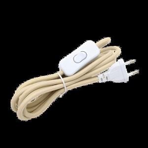 인라인 스위치 패브릭 편조 케이블 연장 코드가 있는 AC 220-240V 유럽 플러그 전원