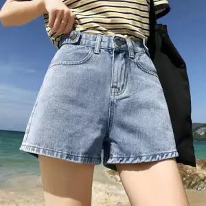 빈티지 캐주얼 여성 허리 3단 버튼 데님 반바지 znZ8+9lGH