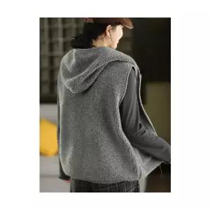 여자 활용도 좋은 패딩조끼 후드 니트 조끼 빈티지 솔리드 도톰 기모 민소매 나시 SPO마켓1