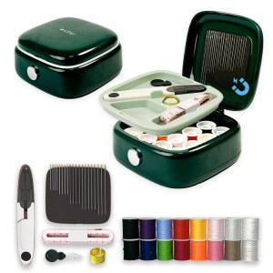 재봉 키트 마그네틱 바늘 및 소형 여행용 용품 실 휴대용 (녹색)
