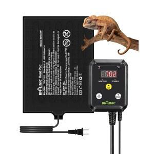 거북이 도마뱀 개구리 기타 파충류를 위한 디지털 온도 조절기 언더 탱크 히터 테라리움 워머 콤보 세트가 있는 BN-LINK 내구성 파충류 난방 패드 6인치 X 8인치