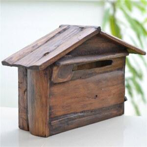 레트로 나무 우편함 벽걸이 집모양 카페 빈티지 상품 상자 나무상자 장치 전원주택