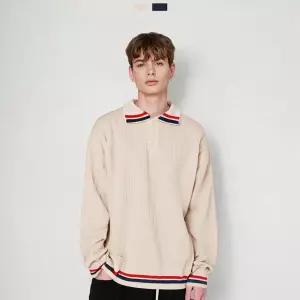 남자 세미오버핏 카라 니트 스웨터 남친룩 출근룩