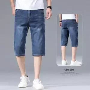 바지 데님 하계 남자데님반바지 트렌드 워싱 반바지 슬림핏 슬랙스 스판 부 ible1