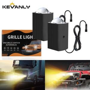 트럭용 LED 헤드라이트 안개등 메쉬 그릴 스포트라이트, 화이트  옐로우 듀얼 컬러, 바이크 오토바이 주간