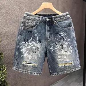 남친 팬츠 청 페인팅 워싱 청반바지 그래피티 스트리트 반바지 데미지 5부 원픽1