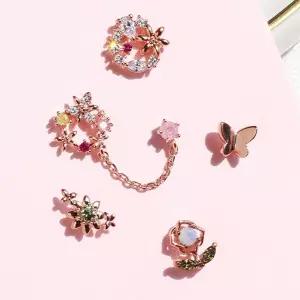 핑크 블라썸 체인 연결 레이어드 투핀 피어싱 UCG9+4rGS