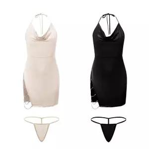 란 세트 옆트임 홀터넥 여친선물 슬립 DBQ8+9lei