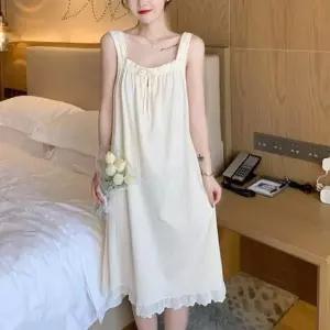 홈웨어원피스끈슬립 여자 여름 신혼 여행 잠옷 나시 민소매 드레스 코디
