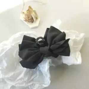 리본집게핀 린넨 풍성한 왕리본 올림머리 집게핀 블랙