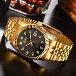 볼드한 골드 스트립 커플시계 lwK1+3Mwe