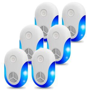 업그레이드된 퇴치제 실내 6팩 마우스 트랩 삽입 플러그인 곤충 바퀴벌레 설치류 벌레 개미 모기 쥐 거미 전자 플러그 인 주택 창고 사무실 (6팩)