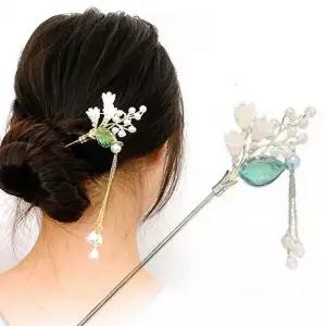 한복 뒷고지 봄꽃 헤어핀 골드 고정머리핀 쉘진주 루체핀 원석 큰 차림 명절 긴머리