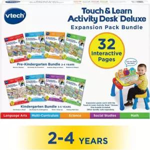 VTech 터치 앤 러닝 액티비티 데스크 디럭스 4in1 유치원 전 확장팩 번들 24세용