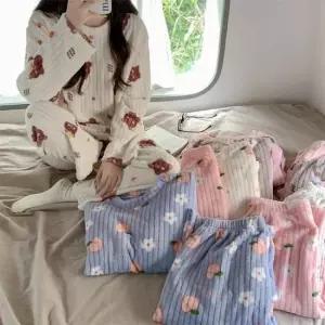 여성잠옷 여성 겨울 방한 보온 극세사 곰돌이 잠옷 파자마