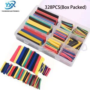 328PCS 수축 튜브 슬리브 상자 케이블 와이어 모듬 라인 키트 수리를위한 데이터 충전기 절연 색상