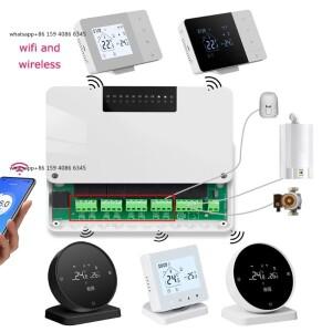 무선 온도 조절기 컨트롤러 와이파이 스마트 호환 홈 8구역 난방 시스템 보일러 물 바닥