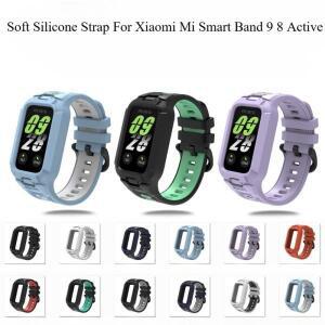 샤오미 스마트 밴드 9 8 액티브 스마트워치용 부드러운 실리콘 스트랩 스포츠 손목밴드 교체용 팔찌 미 밴