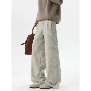 남성용 바지 캐주얼 겨울 빈티지 데일리 배기핏 스트라이프 원단 플리츠 긴 다올4