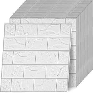 30개의 3D 벽 패널 필 앤 스틱 화이트 브릭 벽지 방수 인조 장식용 자가 접착 타일 인테리어 월 데코레이션