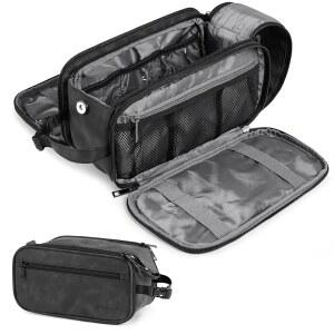 남성 여성용 파빌리아 세면도구 가방 그루밍용 여행 정리함 필수품 면도 도프 키트 가죽 방수 파우치 블랙