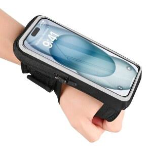 러닝용 휴대폰 홀더, iPhone Pro Max Plus SE용 손목밴드 프리암 밴드(16 / 15 14 13 12 11 X XR) 갤럭시 S24 S23 S22 S21, 스트랩 및 카드 슬롯 조절이 가능한 방수 러닝 액세서리