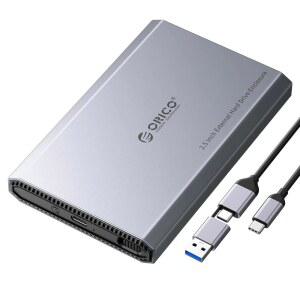 2.5인치 SATA SSD/HDD용 ORICO 알루미늄 USB C 하드 드라이브 인클로저, 3.2 GEN 2 to A /C in 1 케이블, macOS Windows Linux OS 지원, 삼성 중요 WD 드라이브(DD25-C3)와 호환 가능
