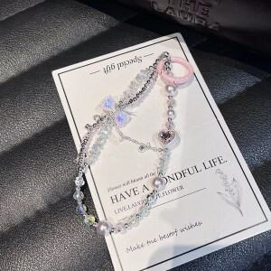 불라 핸드폰 비즈 스트랩 블링블링 하트 손목고리 키링