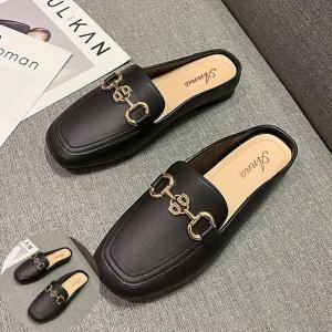 30대코디신발 여성 체인링 플랫 금장식 직장인 데일리 뮬 블로퍼