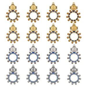 핑거 인스파이어 16개 세례용 손가락 묵주 반지 가톨릭 4색 티베트 스타일 합금 펜던트 라운드에 기도, 선물, 가톨릭과 기독교인을 위한 종교 보석 패턴이 포함되어 있습니다