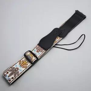 자수 문양 기타 스트랩 화이트 1P 어깨끈끈 통트랩 베이스 일렉 멜빵