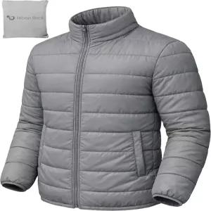 남성 경량 겨울 오리털 대체 방풍 및 발수 하이킹 재킷을 위한 어반 벅 패커블 퍼퍼 재킷